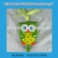 Cute owl shaped ceramic single wall hook with tie in bright color